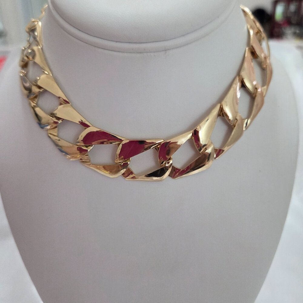 Minimalist Gold Chunky Chain Choker Necklace Women Statement Link 14"+3" Ext